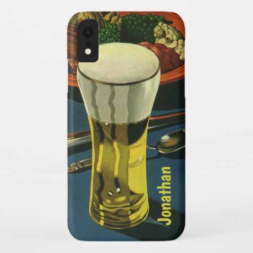 Vintage Food Drinks Glass of Beer Dinner iPhone XR Case