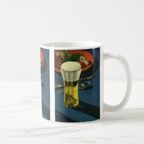 Vintage Food Drinks Glass of Beer Dinner Coffee Mug