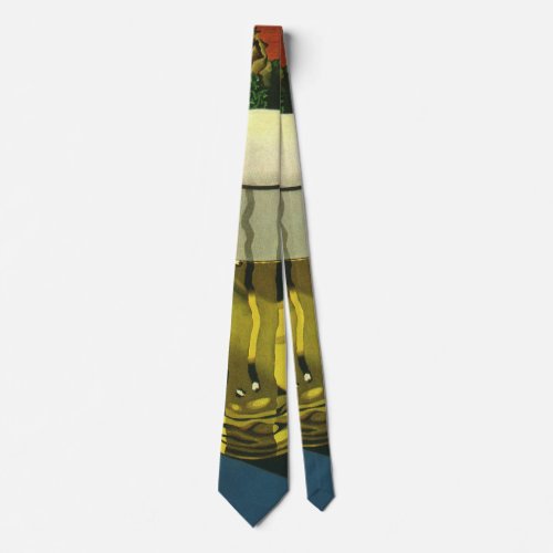 Vintage Food Drinks Glass of Beer Dinner Tie