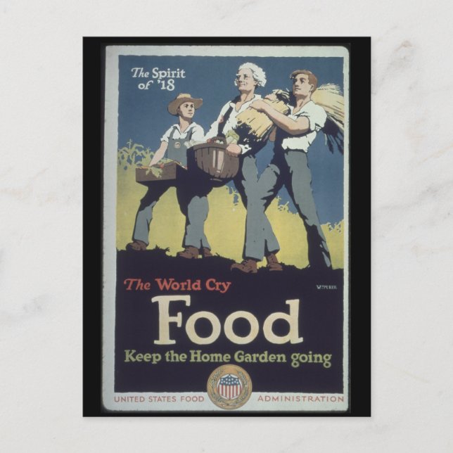 Vintage Food Farmer Propaganda for WWII Postcard (Front)