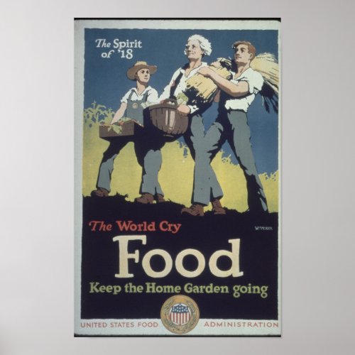 Vintage Food Farmer Propaganda for WWII Poster