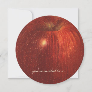 Vintage Food Fruit, Organic Red Apple, Retirement Invitation