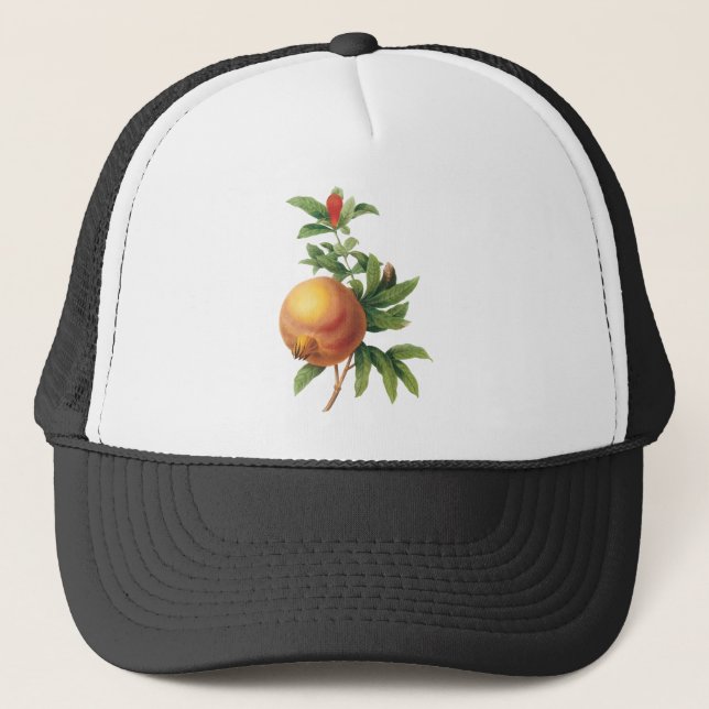 Vintage Food Fruit, Pomegranate by Redoute Trucker Hat (Front)