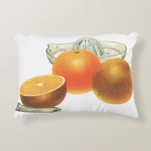 Vintage Food Fruit, Ripe Oranges Juicer Breakfast Accent Pillow