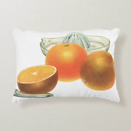 Vintage Food Fruit Ripe Oranges Juicer Breakfast Accent Pillow