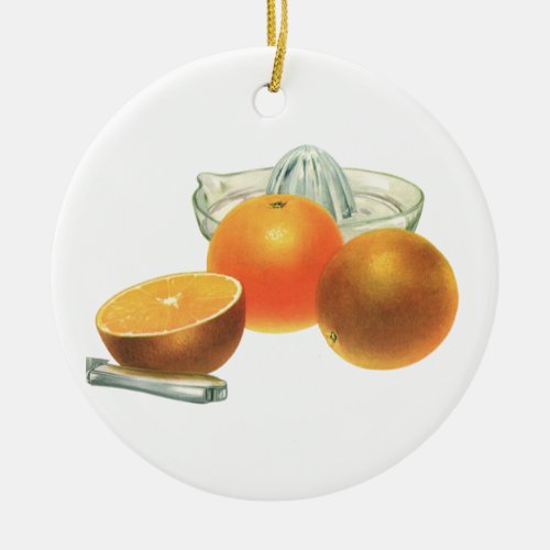 Vintage Food Fruit Ripe Oranges Juicer Breakfast Ceramic Ornament