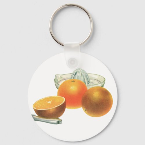 Vintage Food Fruit Ripe Oranges Juicer Breakfast Keychain