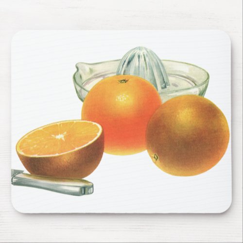 Vintage Food Fruit Ripe Oranges Juicer Breakfast Mouse Pad