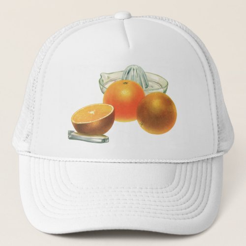 Vintage Food Fruit Ripe Oranges Juicer Breakfast Trucker Hat