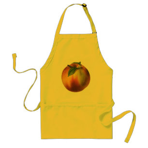 Vintage Food Fruit, Ripe Organic Peach with Leaf Adult Apron