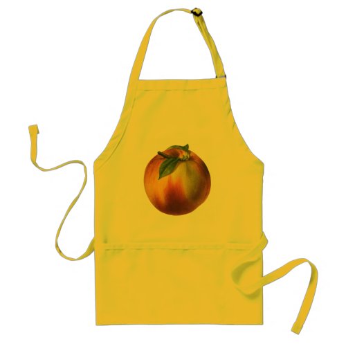 Vintage Food Fruit Ripe Organic Peach with Leaf Adult Apron
