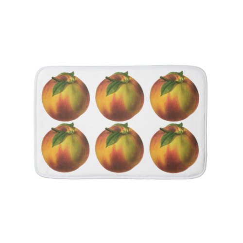 Vintage Food Fruit Ripe Organic Peach with Leaf Bath Mat