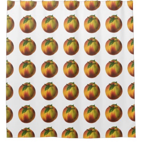 Vintage Food Fruit Ripe Organic Peach with Leaf Shower Curtain