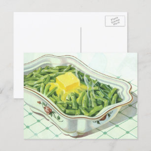 Vintage Food, Green Bean Casserole with Butter Postcard