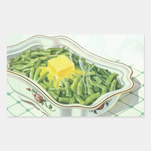 Vintage Food Green Bean Casserole with Butter Rectangular Sticker