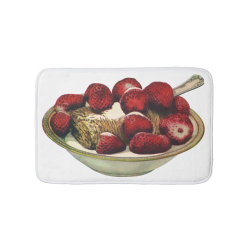 Vintage Food Healthy Breakfast Cereal Strawberries Bath Mat