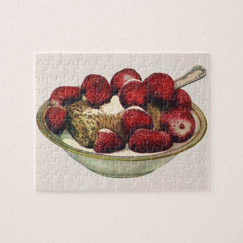 Vintage Food Healthy Breakfast Cereal Strawberries Jigsaw Puzzle