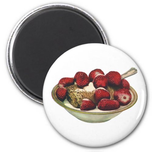 Vintage Food Healthy Breakfast Cereal Strawberries Magnet