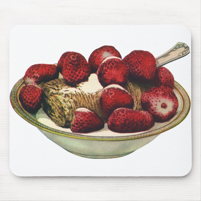 Vintage Food Healthy Breakfast Cereal Strawberries Mouse Pad (Front)