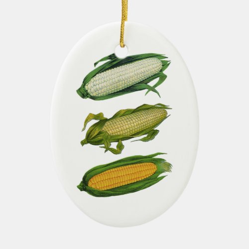 Vintage Food Healthy Vegetables Fresh Corn on Cob Ceramic Ornament