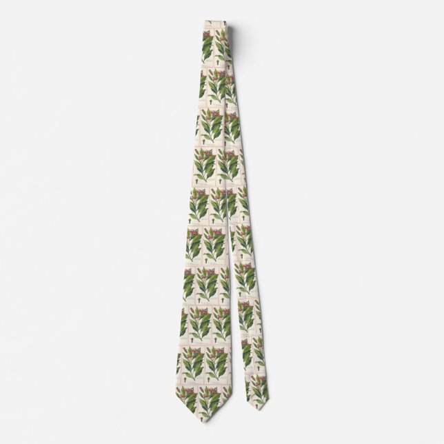 Vintage Food Herbs Spices, Cloves Plant Neck Tie (Front)