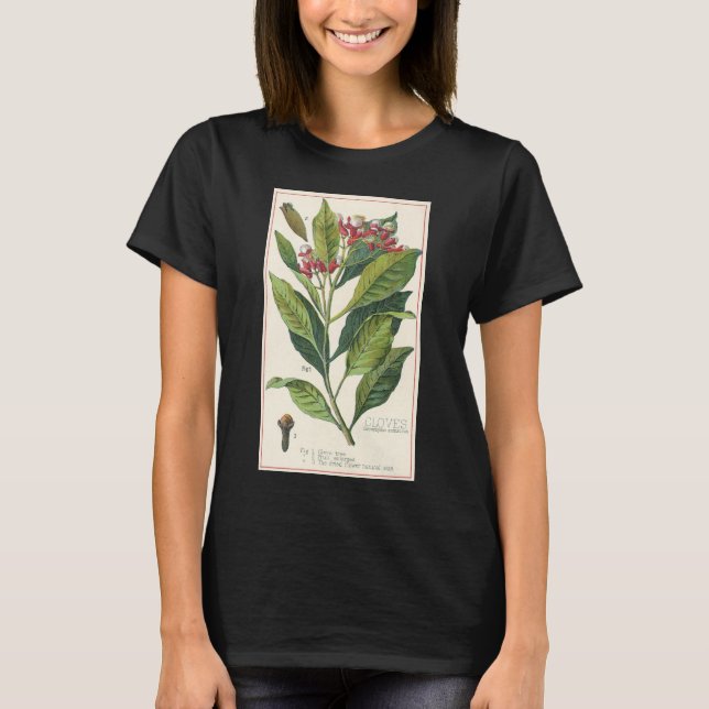 Vintage Food Herbs Spices, Cloves Plant T-Shirt (Front)