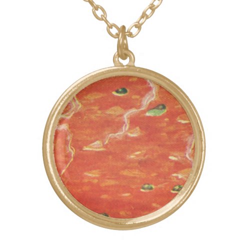 Vintage Food Hot Bowl of Tomato Soup with Peas Gold Plated Necklace
