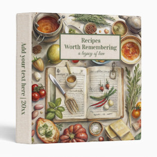 Vintage Food Kitchen Heirloom Recipe Cookbook 3 Ring Binder