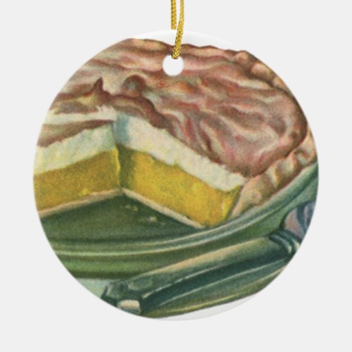 Vintage Food Lemon Meringue Pie Dessert Ceramic Ornament