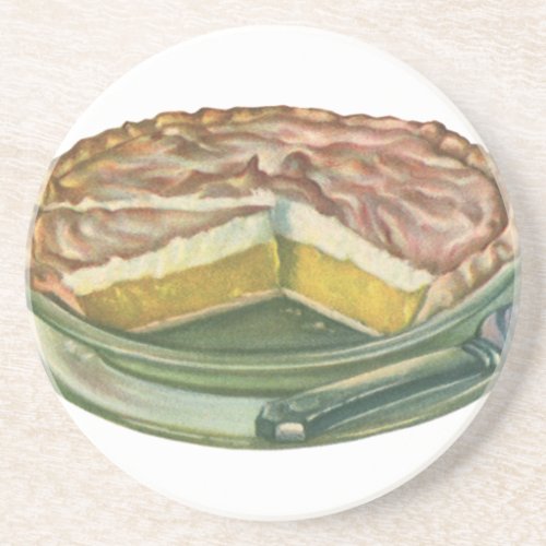 Vintage Food Lemon Meringue Pie Dessert Coaster