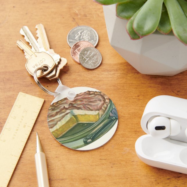Vintage Food, Lemon Meringue Pie Dessert Keychain (Desk)