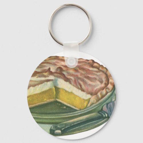 Vintage Food Lemon Meringue Pie Dessert Keychain