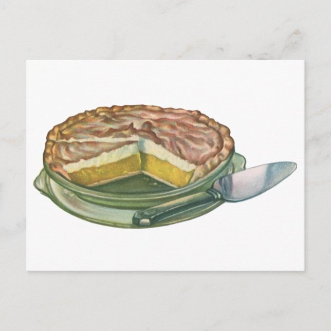 Vintage Food, Lemon Meringue Pie Dessert Postcard (Front)