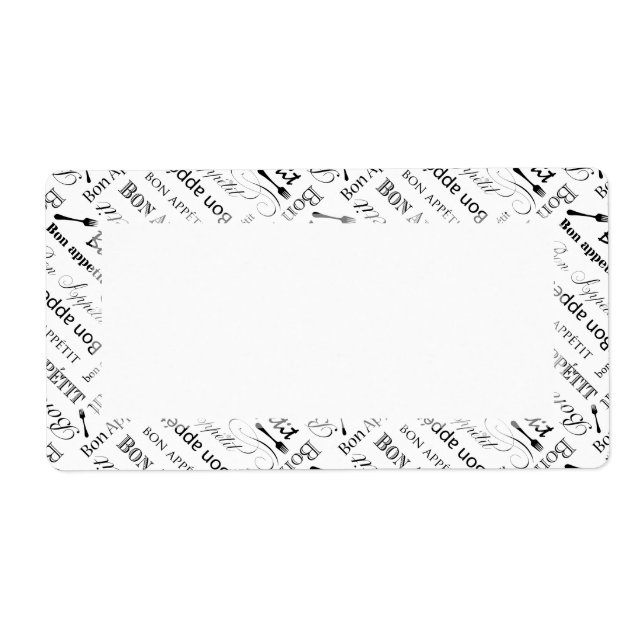 Vintage Food Lover's Gourmet Pattern Bon Appetit Label (Front)