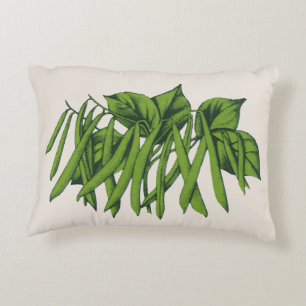 Vintage Food, Organic Green Beans Vegetables Accent Pillow