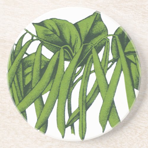 Vintage Food Organic Green Beans Vegetables Drink Coaster