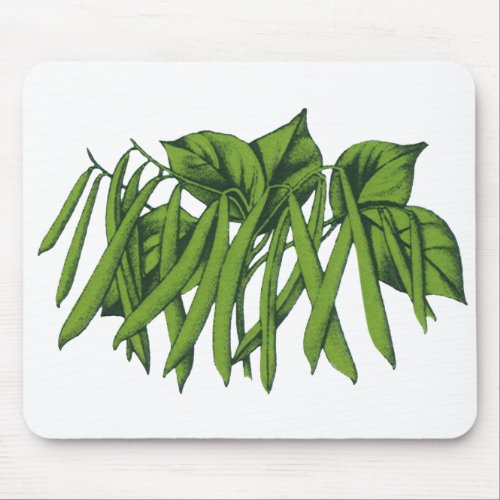 Vintage Food Organic Green Beans Vegetables Mouse Pad