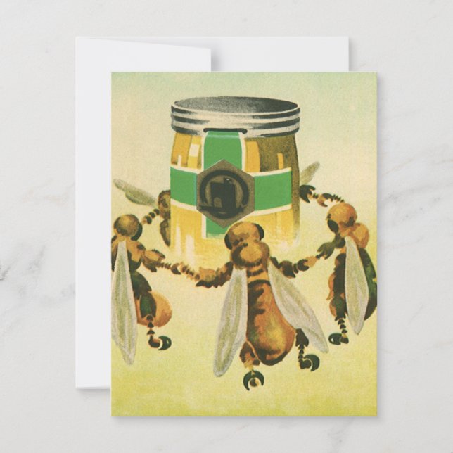 Vintage Food, Organic Honey Bees Dancing Jar (Front)