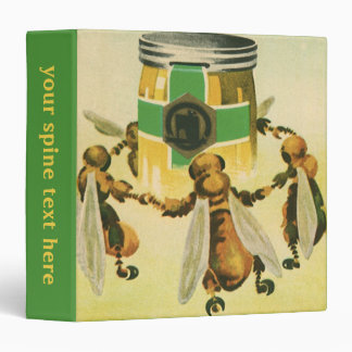 Vintage Food, Organic Honey Bees Dancing Jar 3 Ring Binder