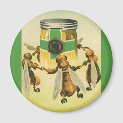 Vintage Food Organic Honey Bees Dancing Jar Magnet