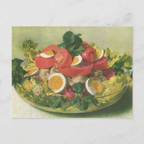 Vintage Food Organic Mixed Green Mesclun Salad Postcard