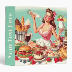 Vintage Food Pin-Up Illustration 3 Ring Binder