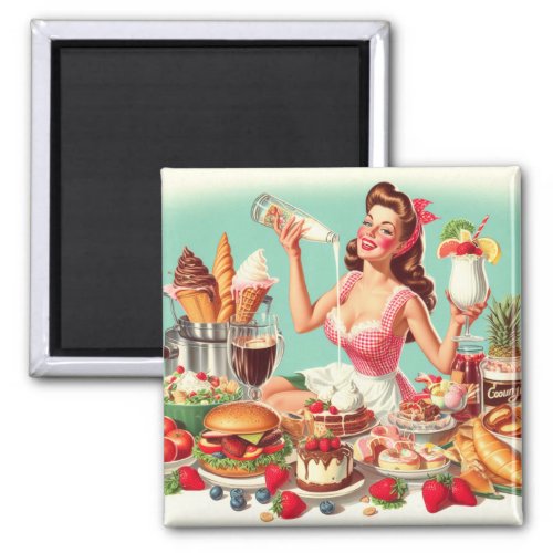 Vintage Food Pin_Up Illustration Magnet