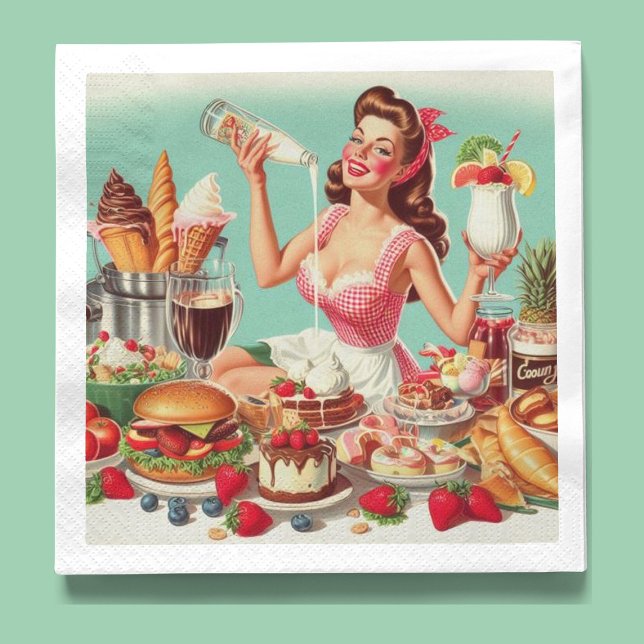 Vintage Food Pin-Up Illustration Napkins (Creator Uploaded)