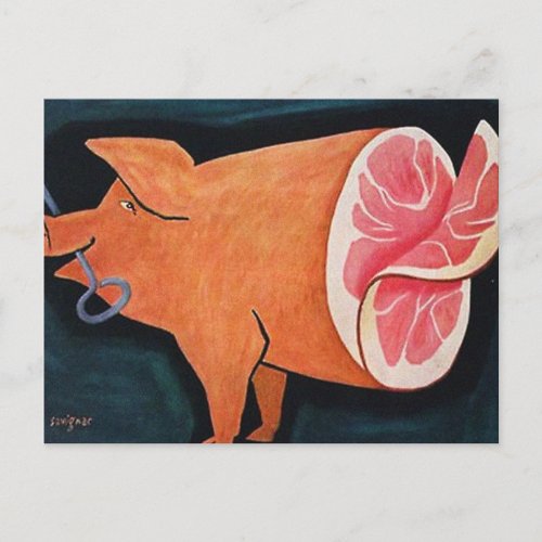 Vintage Food Pork Original Spiral Sliced Ham Postcard