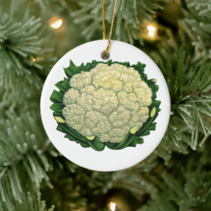 Vintage Food Vegetables Veggies Cauliflower Ceramic Ornament