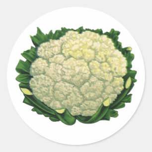 Vintage Food Vegetables Veggies Cauliflower Classic Round Sticker