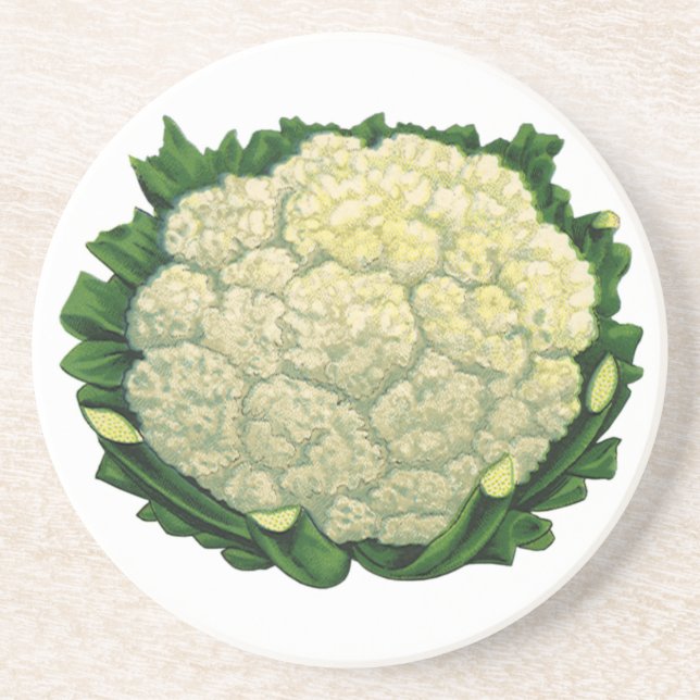 Vintage Food Vegetables Veggies Cauliflower Drink Coaster (Front)