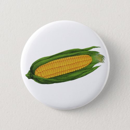 Vintage Food Vegetables Yellow Corn on the Cob Pinback Button