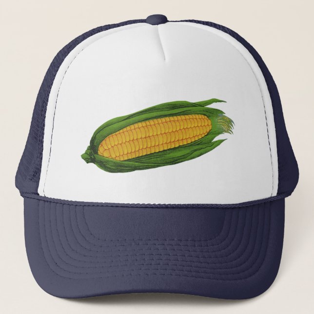 Vintage Food Vegetables; Yellow Corn on the Cob Trucker Hat (Front)